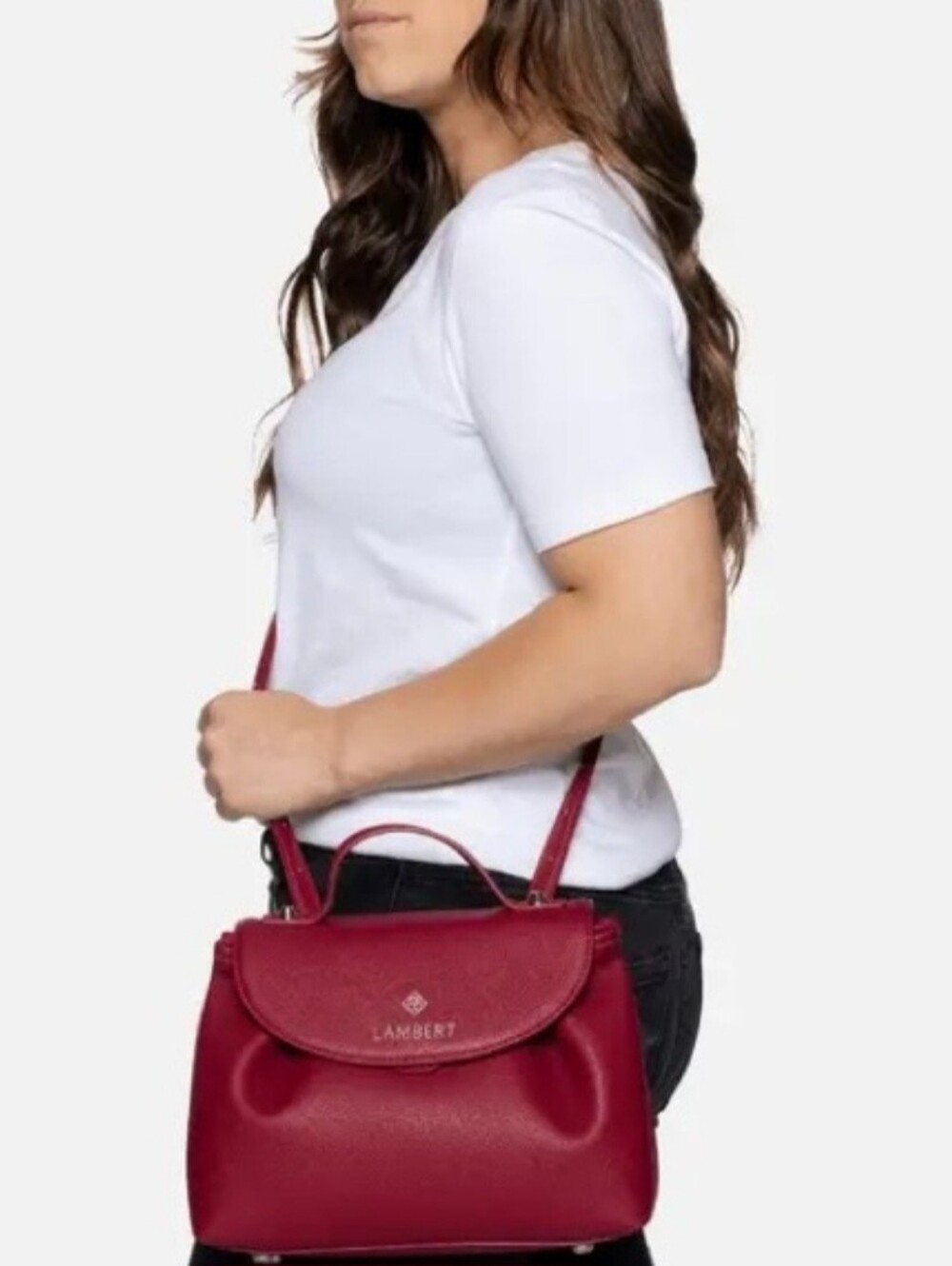 LAMBERT BAG CONVERTIBLE CROSSBODY OR BACKPACK 🎒 RASPBERRY COLOR - Picture 2 of 3